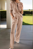 Round Neck Long Sleeve Top and Drawstring Pants Lounge Set Lingerie & Nightwear