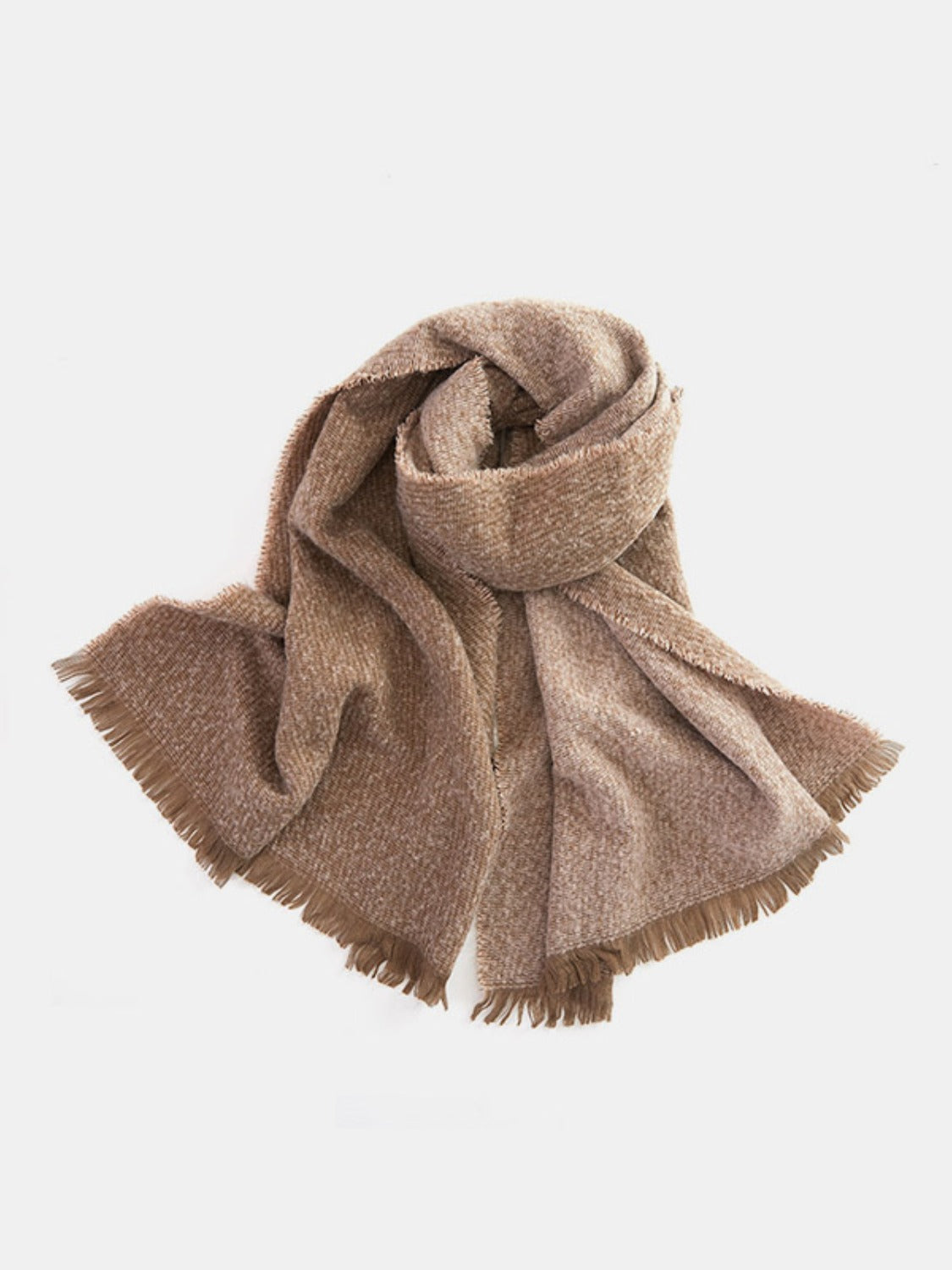 Raw Hem Heathered Polyester Scarf 