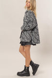 HYFVE Zebra Print Snap Down Long Sleeve Shacket 