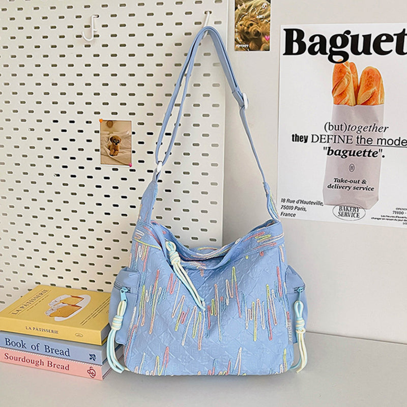 Contrast Texture Shoulder Bag 