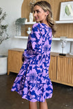 Double Take Full Size Printed Ruffle Hem Dress with Pocket 