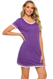 Contrast Trim Short Sleeve Lounge Dress 