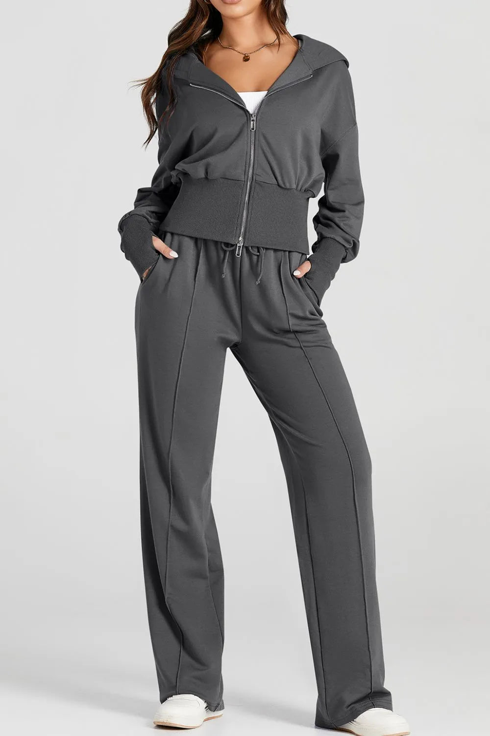 Zip-Up Hoodie and Pants Active Set 