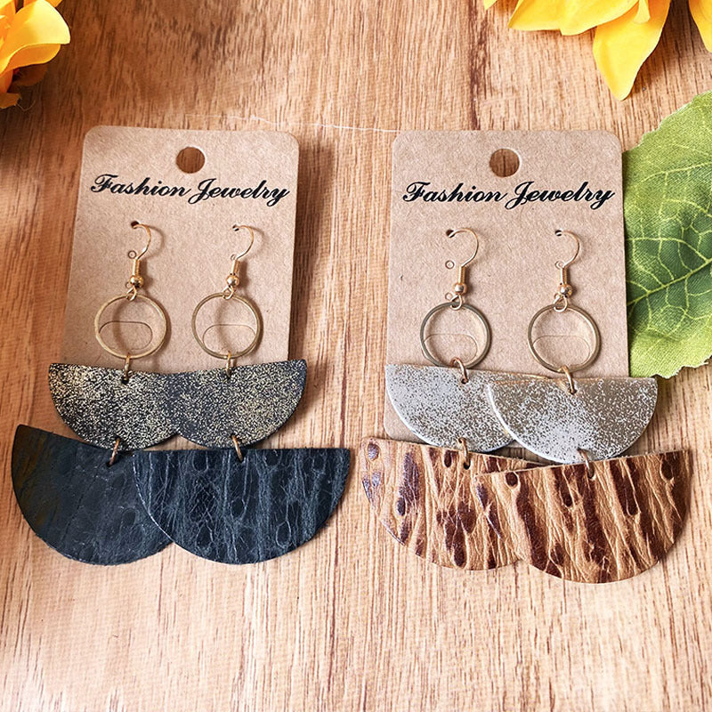 PU Semicircle Drop Earrings 
