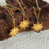Titanium Steel Sun Shape Pendant Necklace 