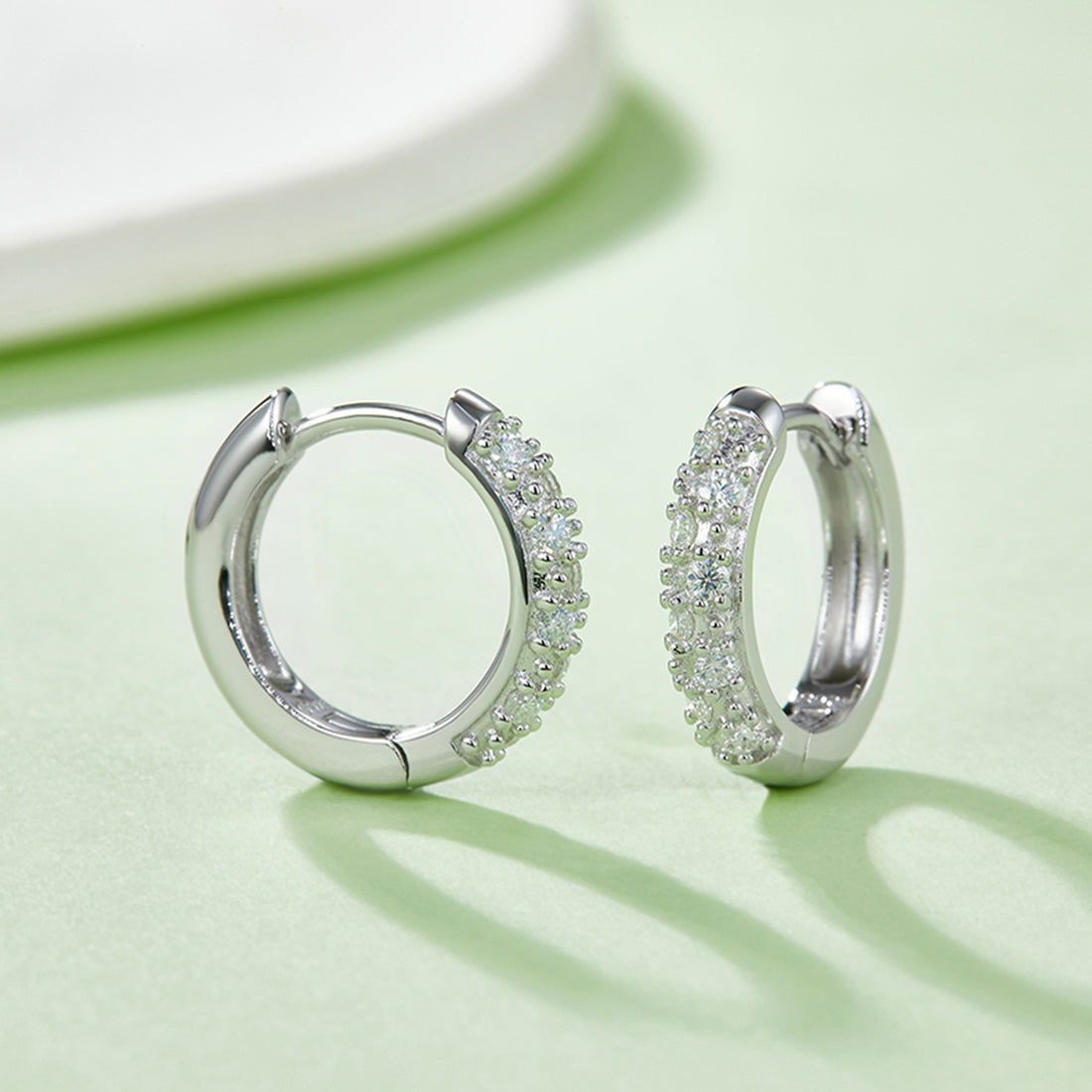Moissanite 925 Sterling Silver Huggie Earrings 