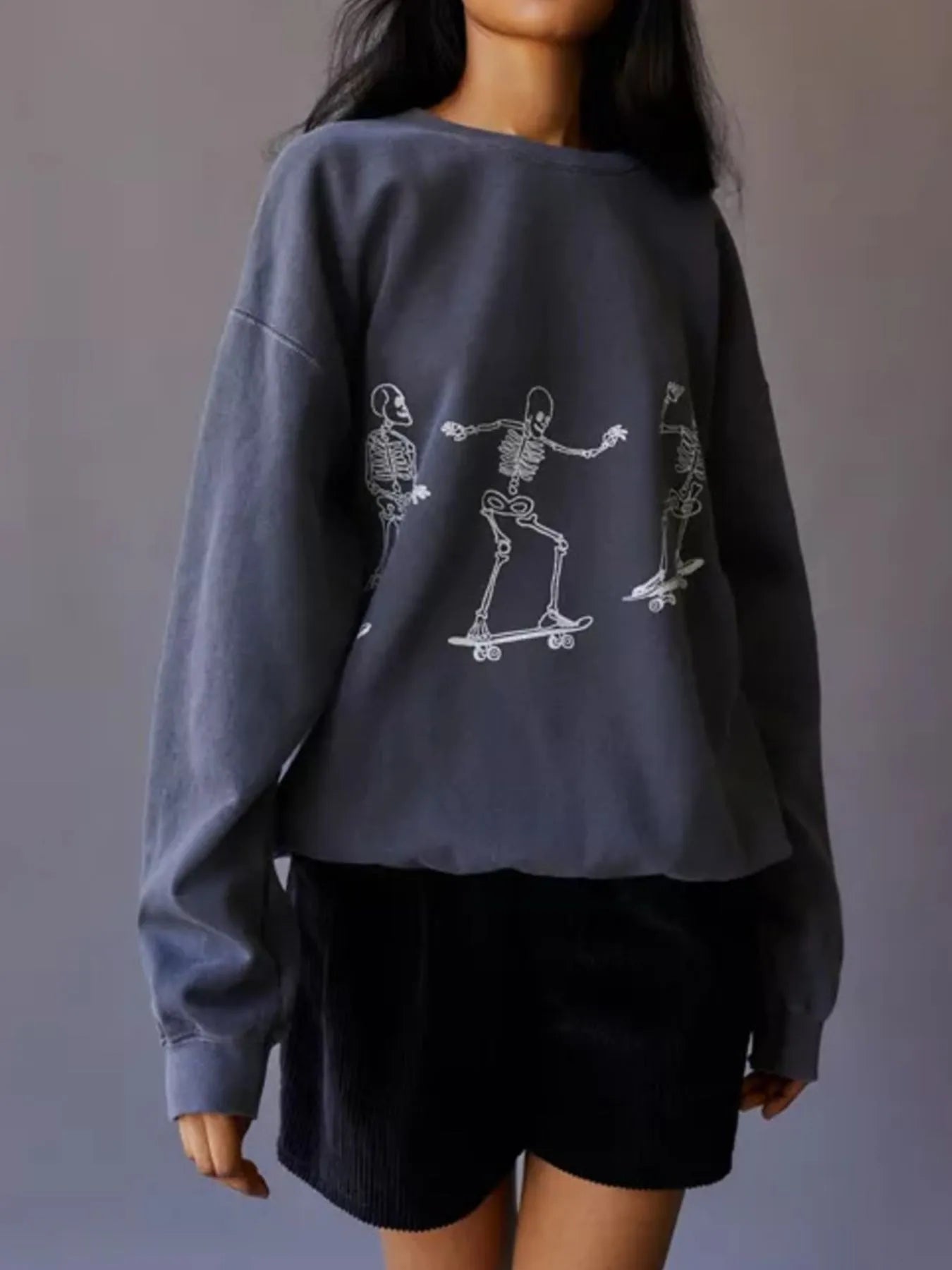 Skeleton Graphic Oversized Sweatshirt 