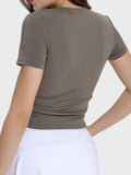 Millennia Ruched Round Neck Short Sleeve Active T-Shirt 