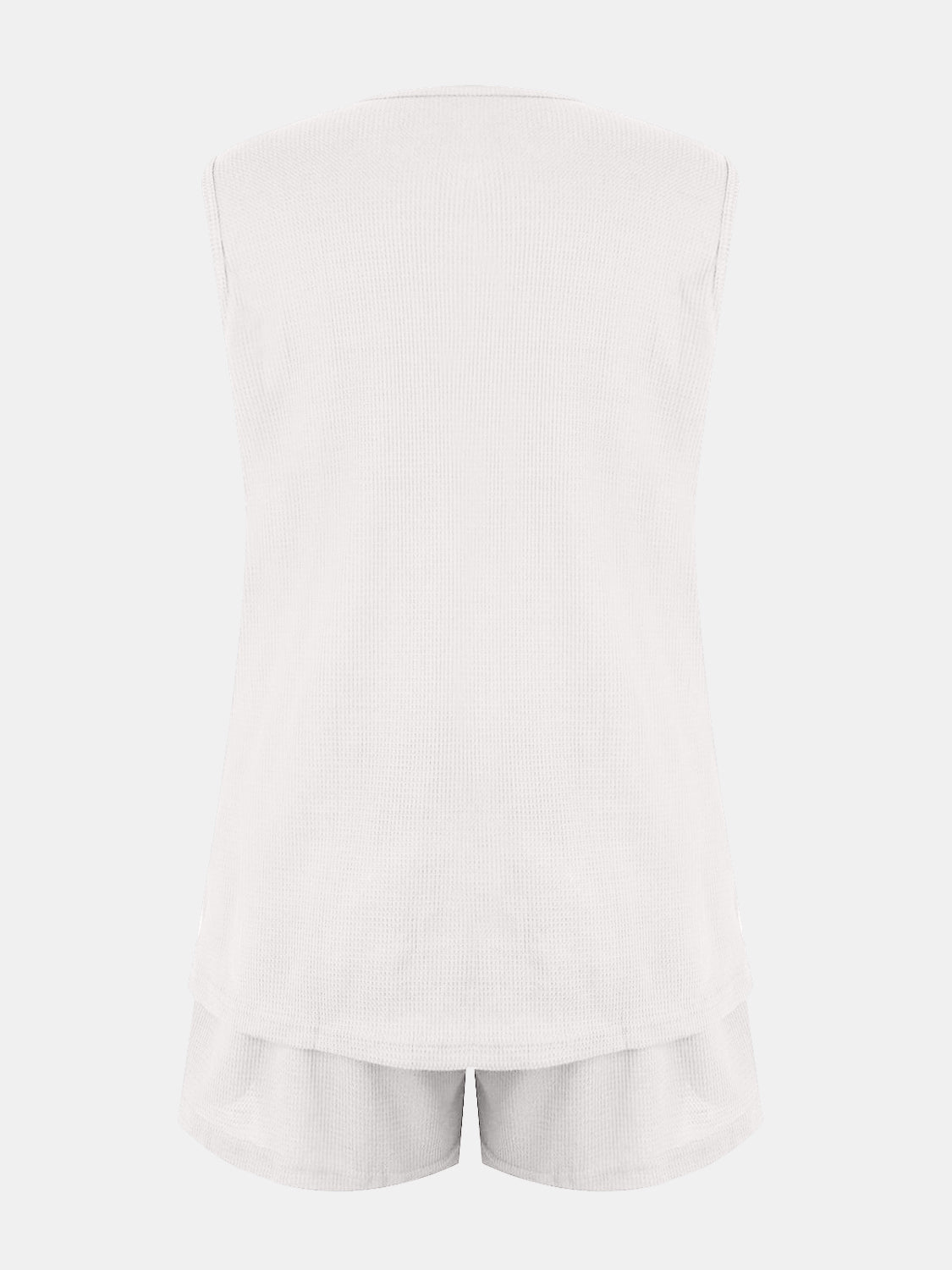 Full Size Waffle-Knit Notched Top and Shorts Set 