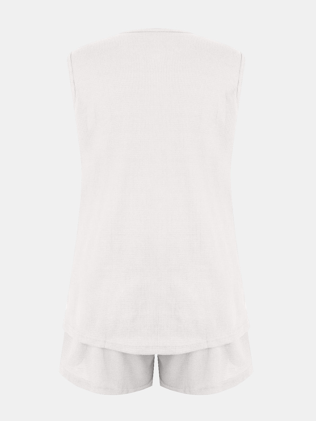 Full Size Waffle-Knit Notched Top and Shorts Set 