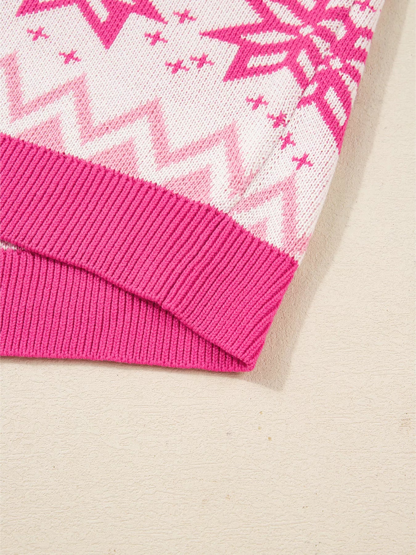 Christmas Snowflake Quarter Zip Collard Sweater 