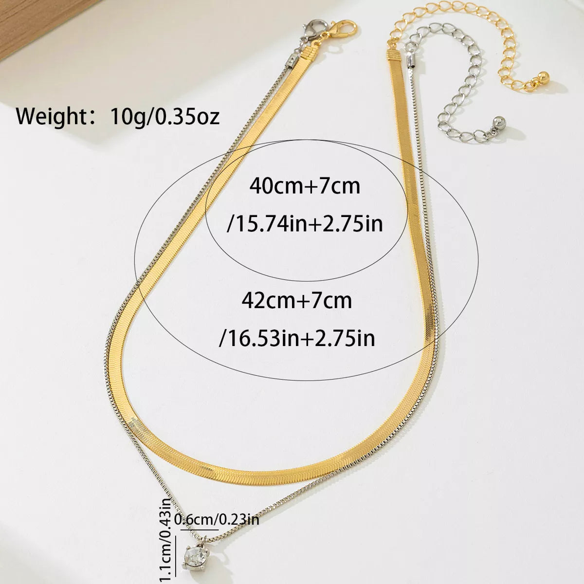2 Piece Minimalist Design Chain Pendant Necklace 