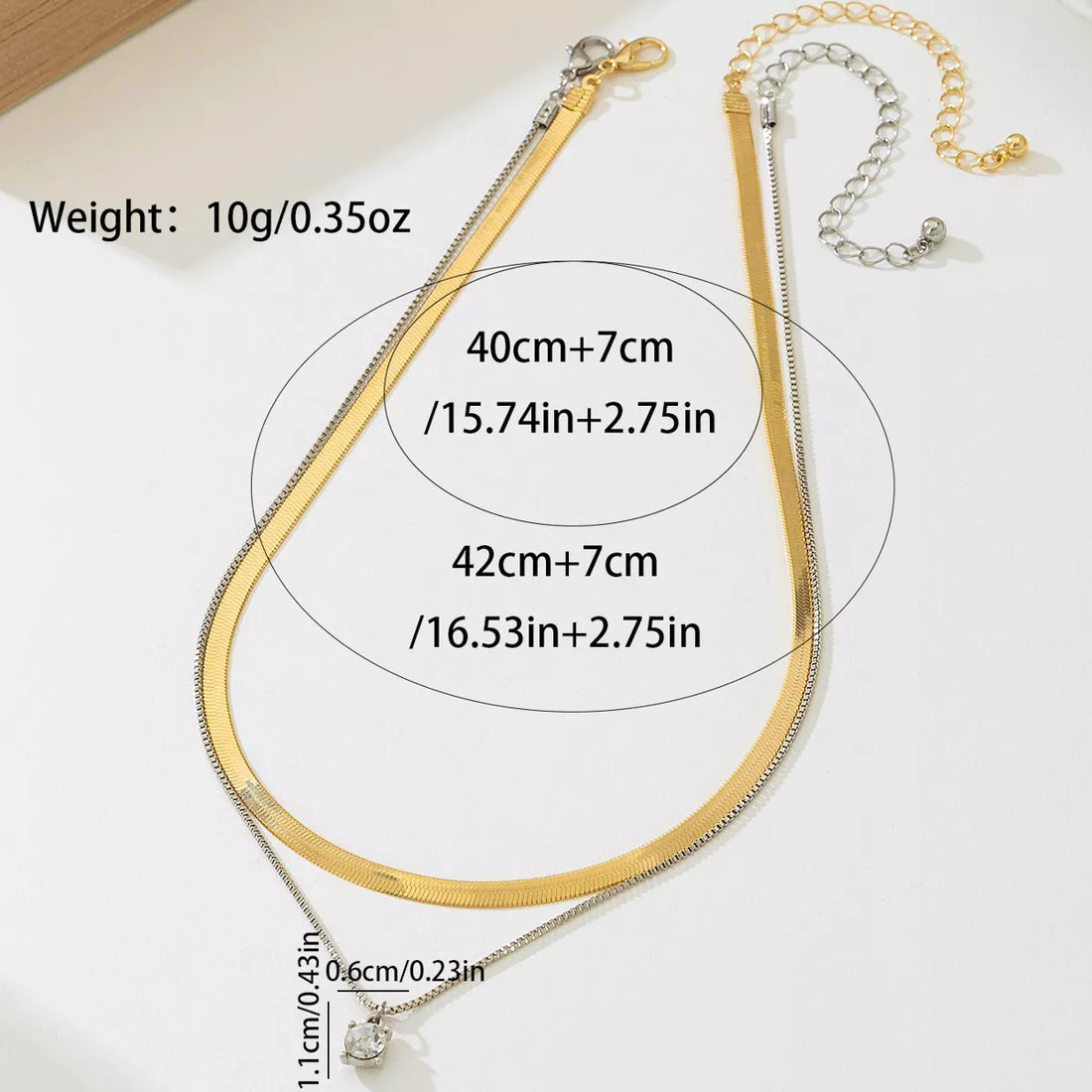 2 Piece Minimalist Design Chain Pendant Necklace 