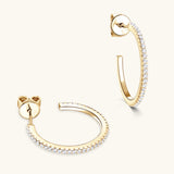 Inlaid Moissanite 925 Sterling Silver C-Hoop Earrings 