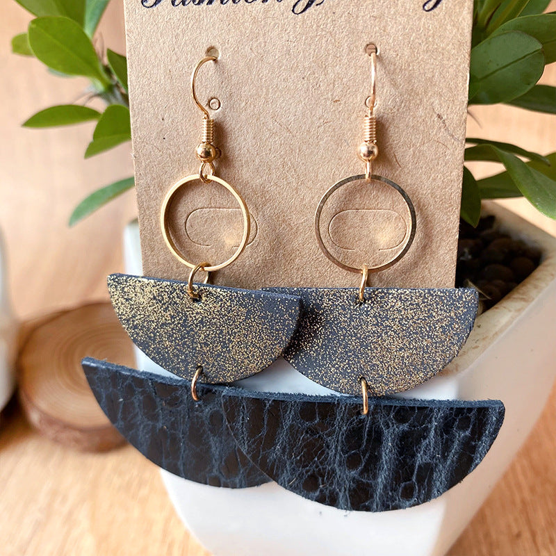 PU Semicircle Drop Earrings 