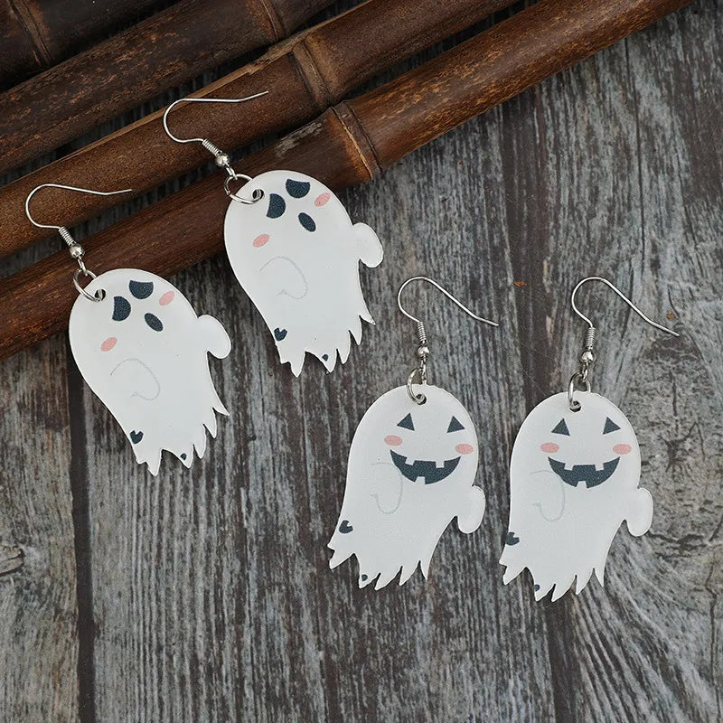 2 Piece Alloy Acrylic Ghost Dangle Earrings 