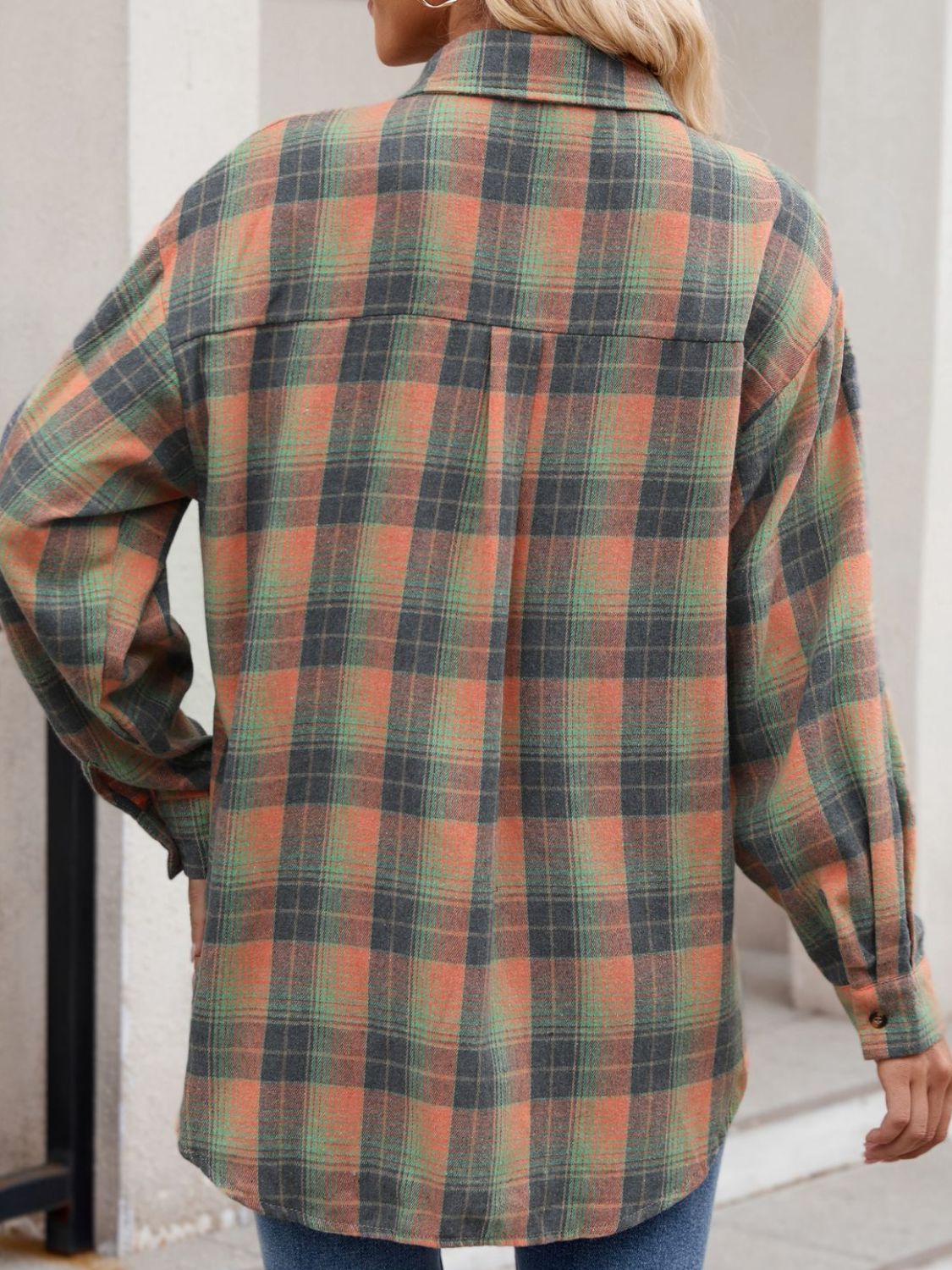 Mandy Plaid Collared Neck Long Sleeve Shirt 
