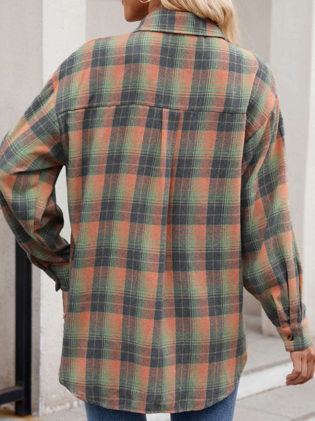Mandy Plaid Collared Neck Long Sleeve Shirt 