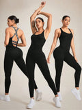 Crisscross Back Sleeveless Active Jumpsuit 