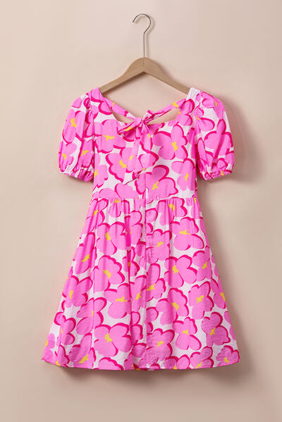 Printed Square Neck Short Sleeve Dress Dresses