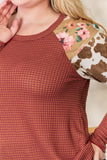 Hailey & Co Full Size Leopard Waffle-Knit Blouse 