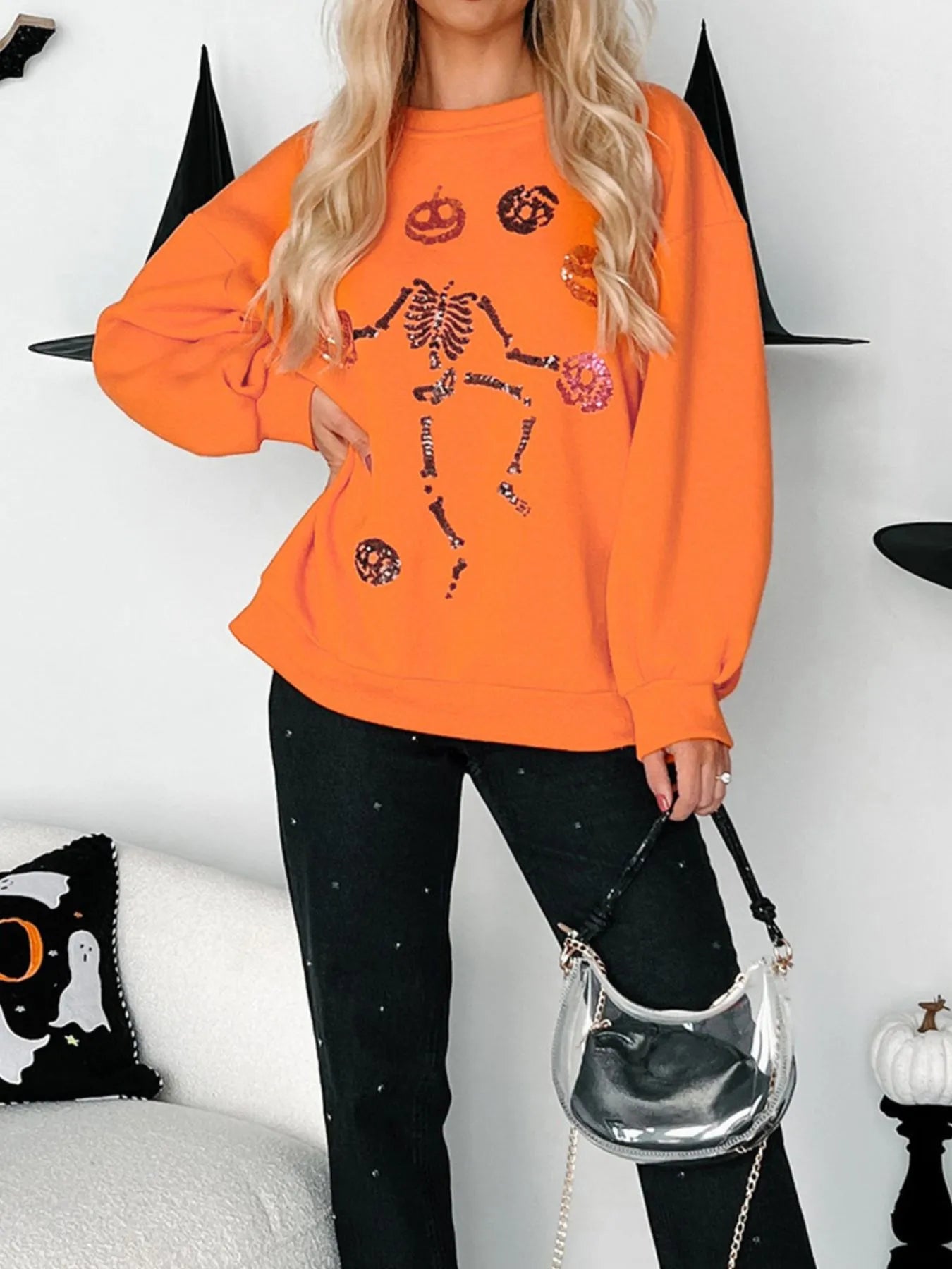 Halloween Skeleton Pumpkin Sweatshirt 