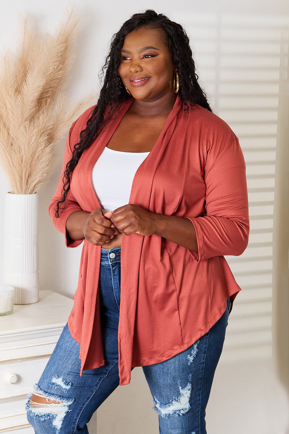 Culture Code Full Size Open Front Cardigan 