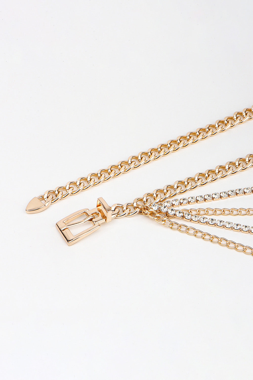 Rhinestone Decor Metal Chain Belt 