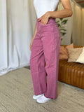 RFM Full Size High Rise Garment Dye Wide Leg  Jeans 