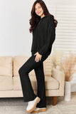 Basic Bae Full Size Ribbed Drawstring Hooded Top and Straight Pants Set 