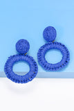Round Shape Raffia Grass Dangle Earrings 