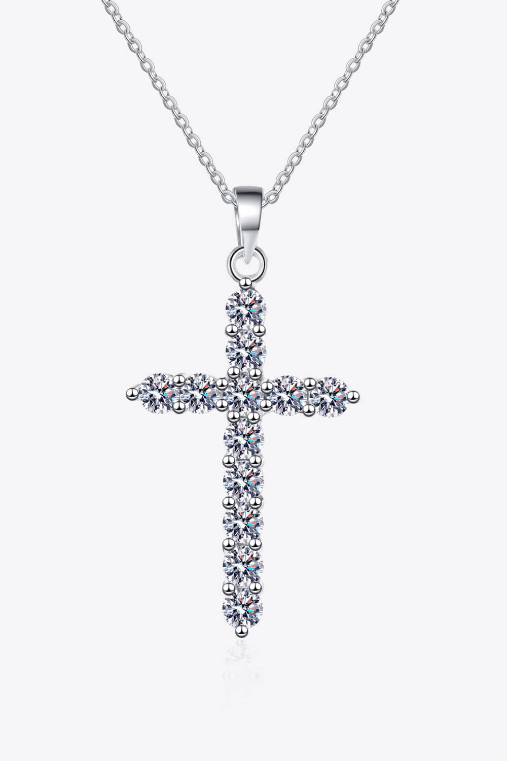 Adored 925 Sterling Silver Cross Moissanite Necklace 