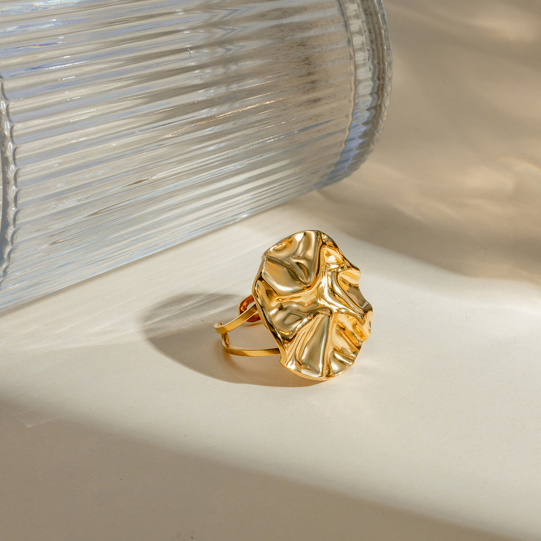 18K Gold-Plated Irregular Open Ring 