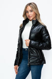 How Dare U Pocketed Zip Up Puffer Jacket with Removable Hood 