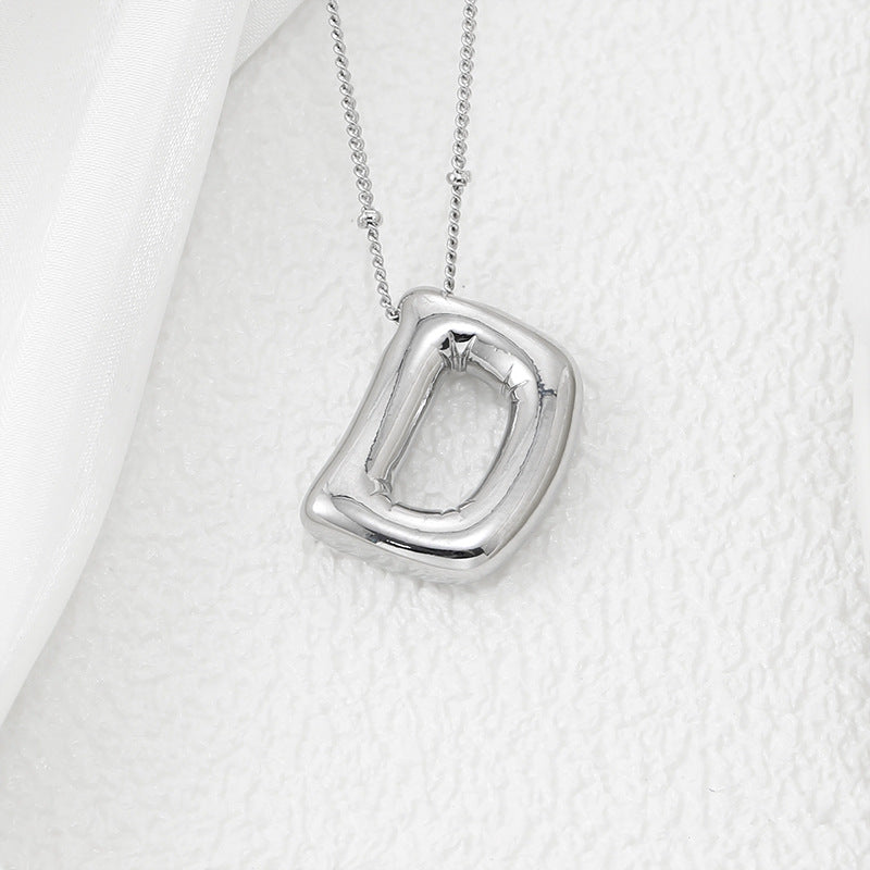 Copper Bubble Letter Pendant Necklace 