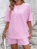Flower Round Neck Top and Shorts Lounge Set Lingerie & Nightwear