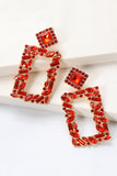 Square Shape Glass Stone Dangle Earrings 