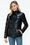 Snobbish Pocketed Zip Up Turtleneck Puffer Jacket 
