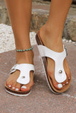 Black Vintage Buckle PU Leather Thong Slippers Shoes & Bags/Slippers