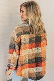 Double Take Button Up Plaid Fleece Shacket with Pockets 