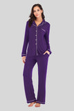 Collared Neck Long Sleeve Loungewear Set with Pockets Lingerie & Nightwear