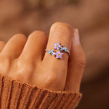 Flower Shape Inlaid Zircon 925 Sterling Silver Ring 