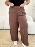 Double Take Full Size Smocked Wide Waistband Wide Leg Pants 