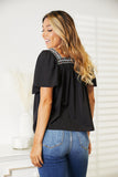 Honey Contrast Square Neck Puff Sleeve Blouse 