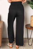 Double Take Drawstring Smocked Waist Wide Leg Pants 
