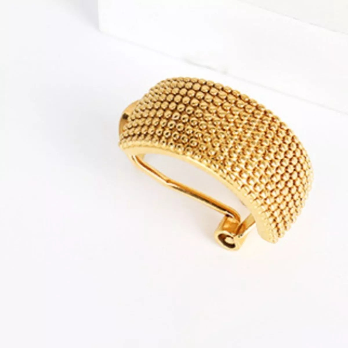 18K Gold-Plated Textured Wide Band Hoop Earrings 