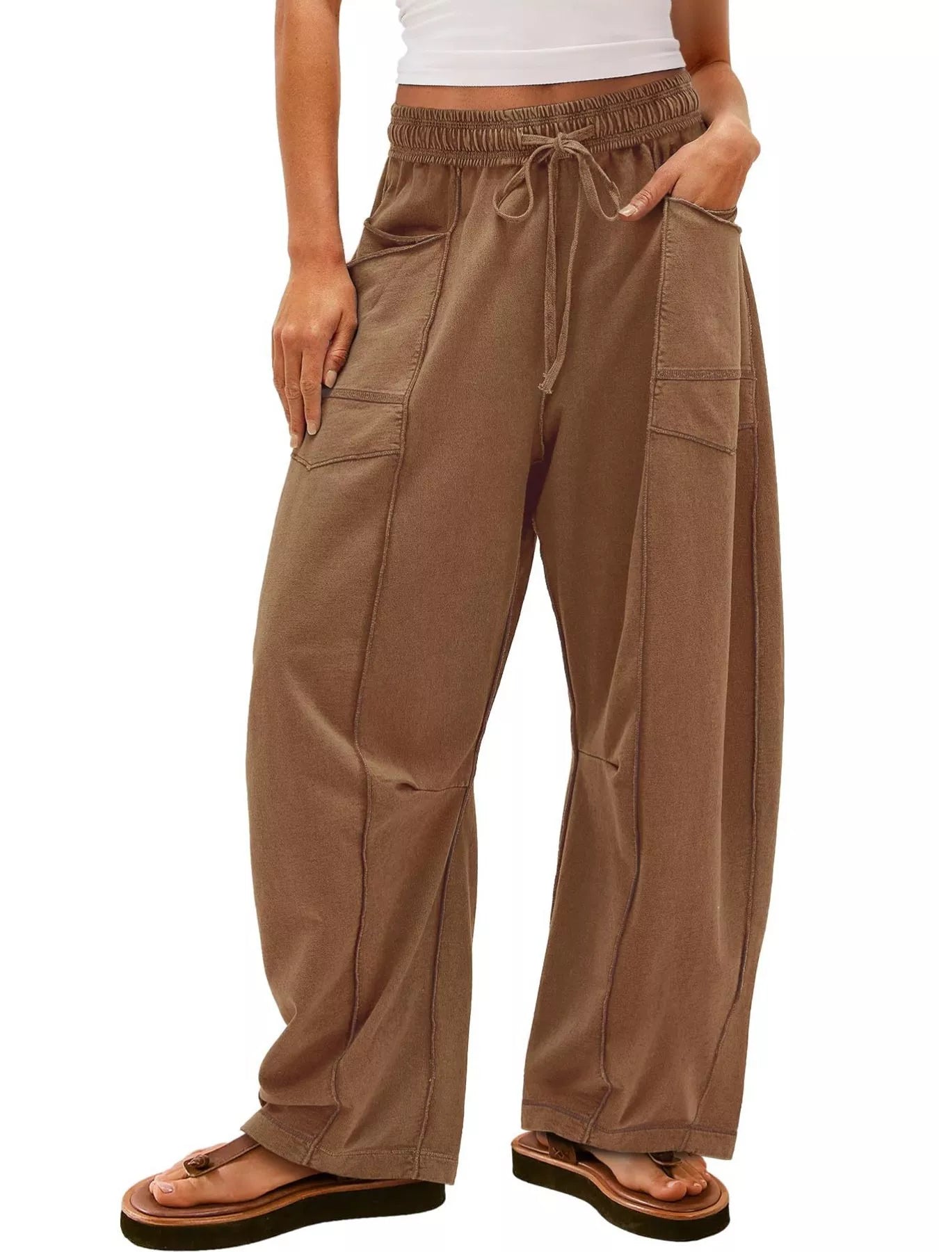 Drawstring Wide Leg Pants 