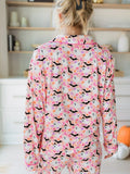 Halloween Ghost Print Button Up Top and Pants Lounge Set Lingerie & Nightwear