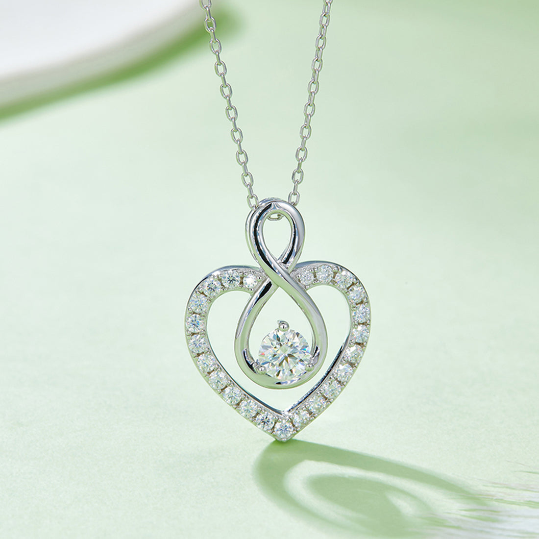 1 Carat Moissanite 925 Sterling Silver Heart Shape Necklace 