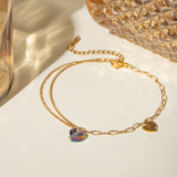 Stainless Steel Synthetic Crystal Heart Anklet Bracelet 